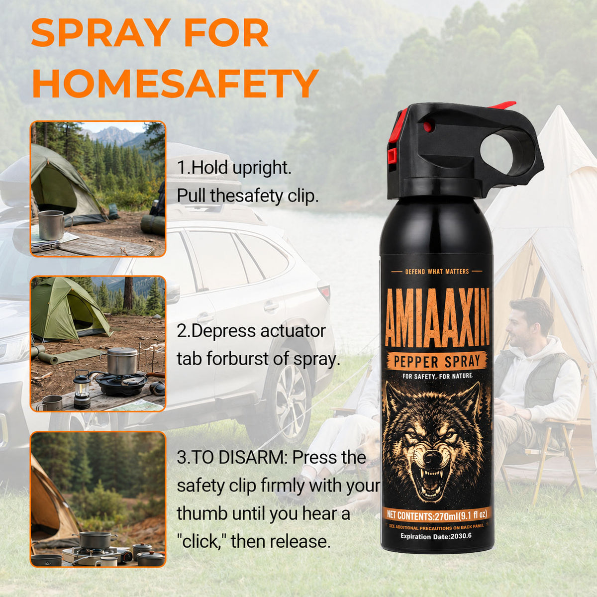 Bear Spray - Guard Alaska Bear Deterrent Self Defense Spray9 oz, Max Strength 20% OC, Up to 40ft Range, Great for Hiking, Camping, Hunting