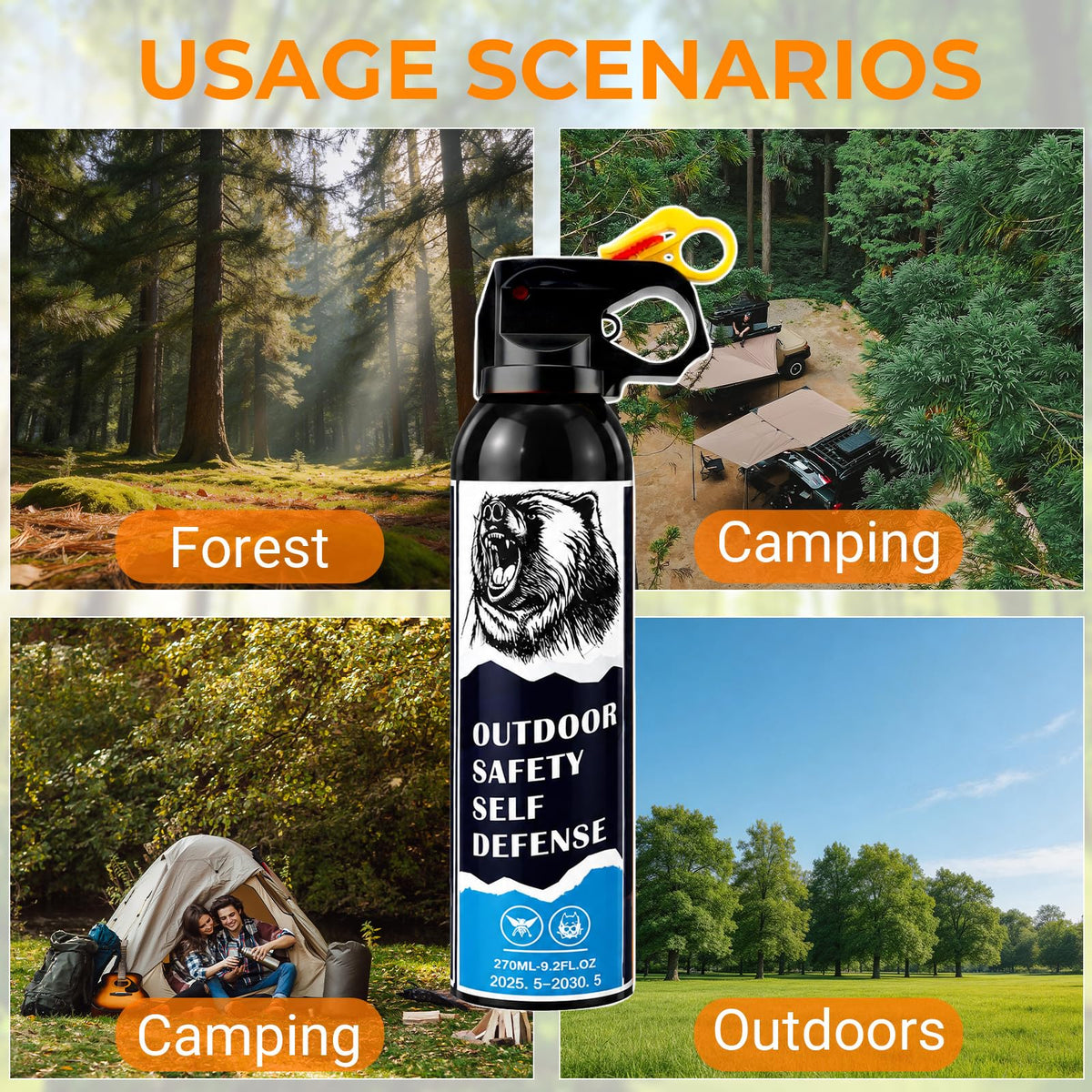 Bear Spray - Guard Alaska Bear Deterrent Self Defense Spray9 oz, Max Strength 20% OC, Up to 40ft Range, Great for Hiking, Camping, Hunting