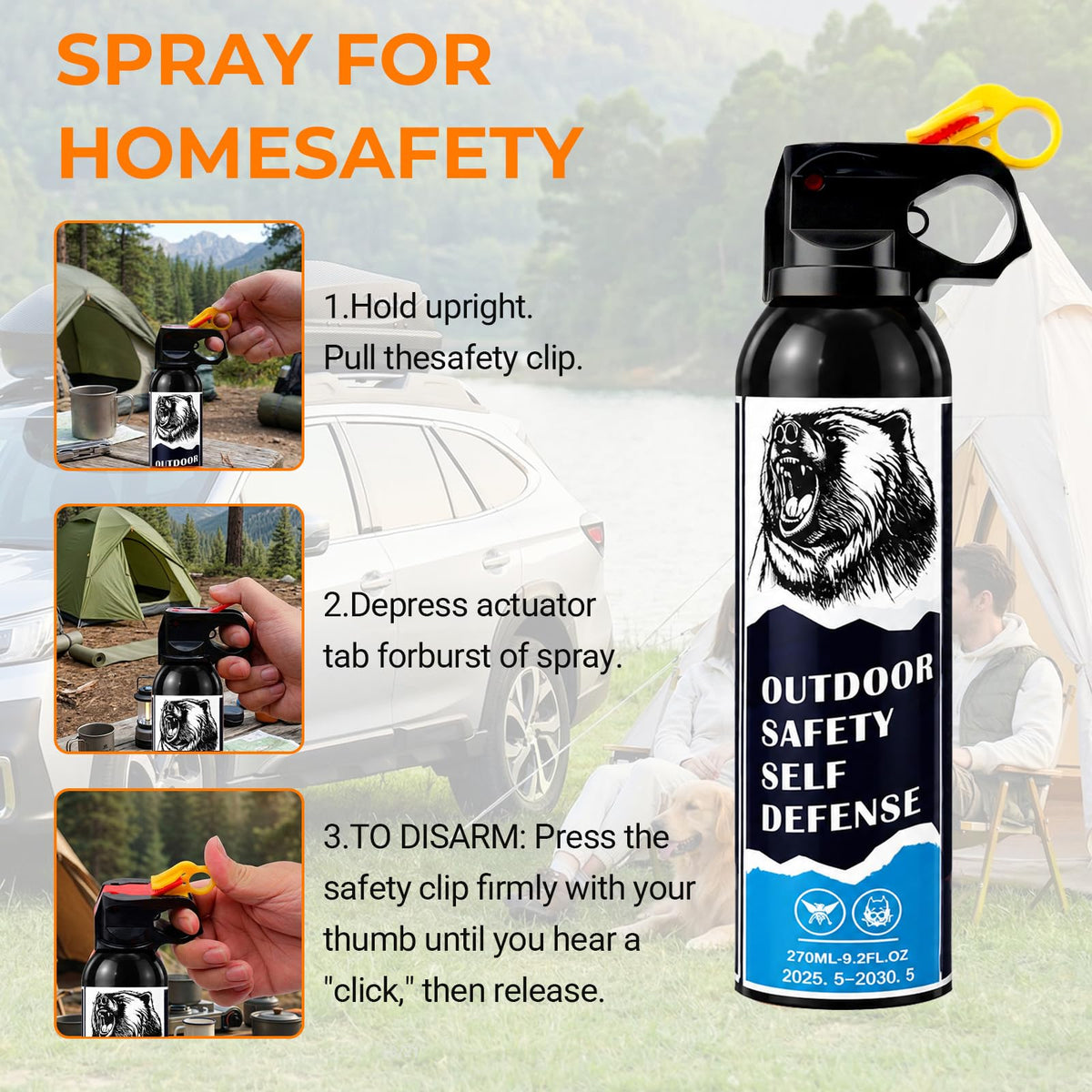 Bear Spray - Guard Alaska Bear Deterrent Self Defense Spray9 oz, Max Strength 20% OC, Up to 40ft Range, Great for Hiking, Camping, Hunting
